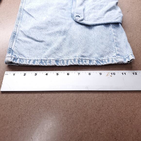 Forever 21 Premium Wide Straight Leg Cargo Jeans Sz 27 Blue Lt Wash Streetwear - Picture 8 of 12